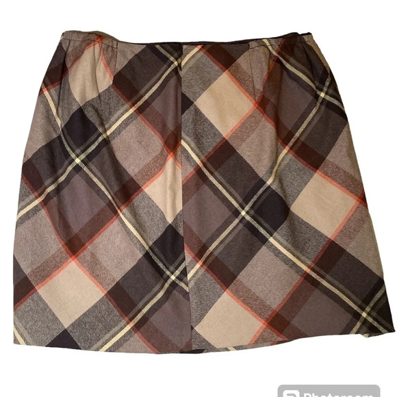 Talbots brown plaid skirt size sz 24 W - Picture 5 of 6